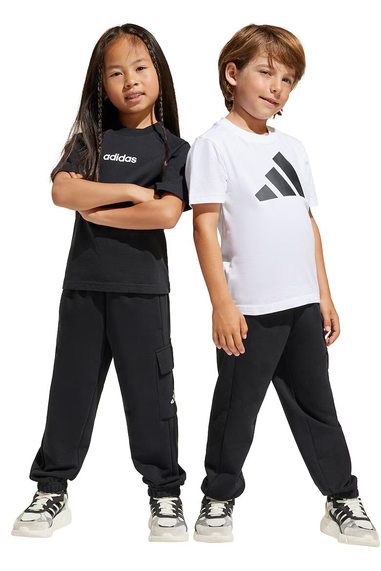 adidas Sportswear Спортен панталон с връзка и джобове Черен/Бял