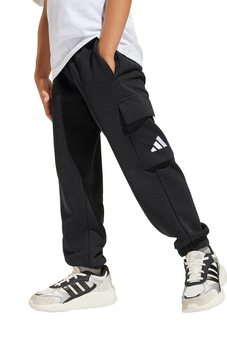 adidas Sportswear Спортен панталон с връзка и джобове Черен/Бял