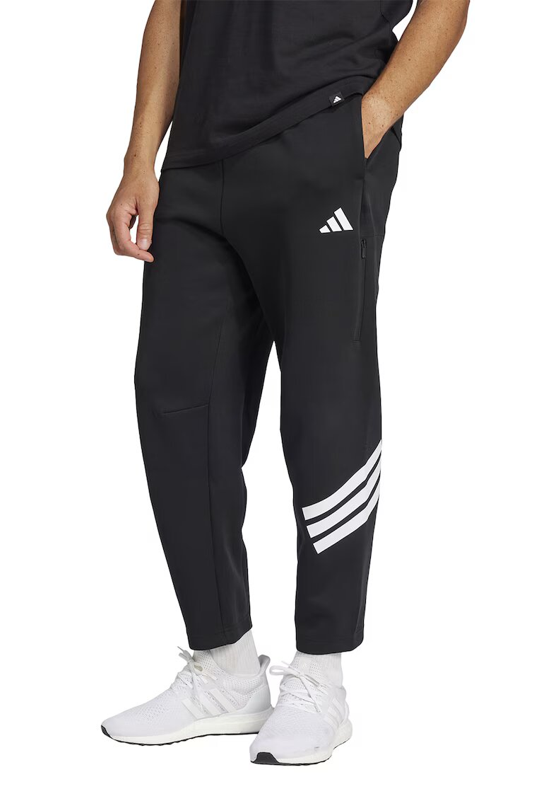 adidas Sportswear Спортен панталон със стеснен крачол и лого - Бял/Черен