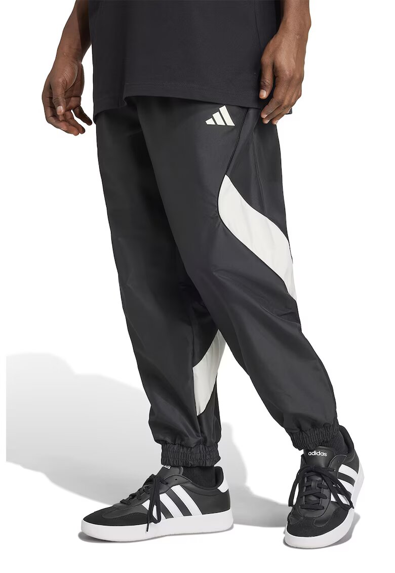 adidas Sportswear Спортен панталон в цветен блок с връзка - Бял/Черен