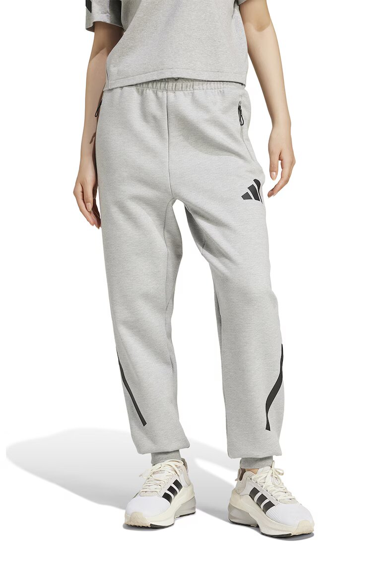 adidas Sportswear Спортен панталон Z.N.E. с джобове с цип - Черен/Сив меланж