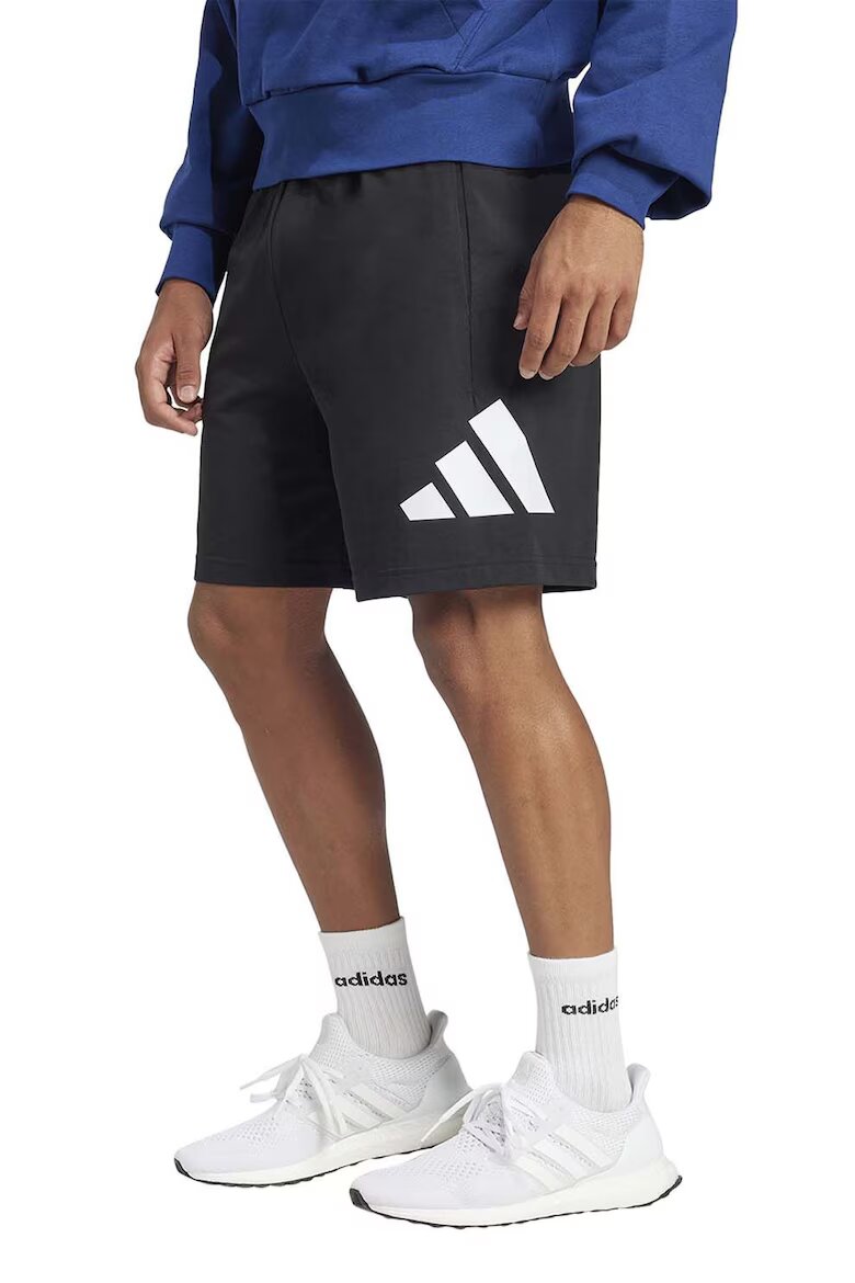 adidas Sportswear Спортни бермуди с регулируема талия Избеляло черно/Бял