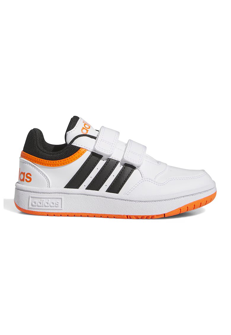 adidas Sportswear Спортни обувки Hoops 3.0 от еко кожа с велкро - Бял/Черен/Оранжев