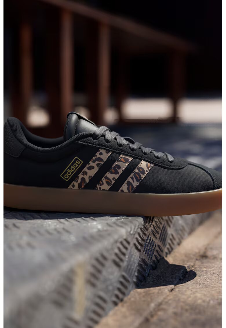 adidas Sportswear Спортни обувки от кожа VL Court 3.0 с велур - Черен/Тъмнокафяв/Карамел