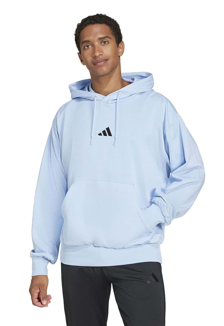 adidas Sportswear Стандартно худи Feelcozy с джоб кенгуру - Черен/Ледено синьо