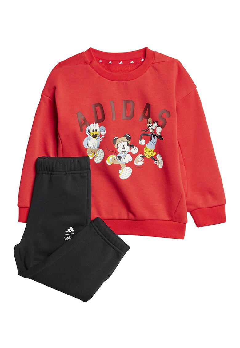 adidas Sportswear Суитшърт и спортен панталон с шарка на Mickey Mouse - Червен/Бял/Черен