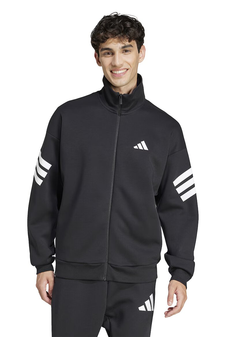 adidas Sportswear Суитшърт с джобове встрани и цип Бял/Черен