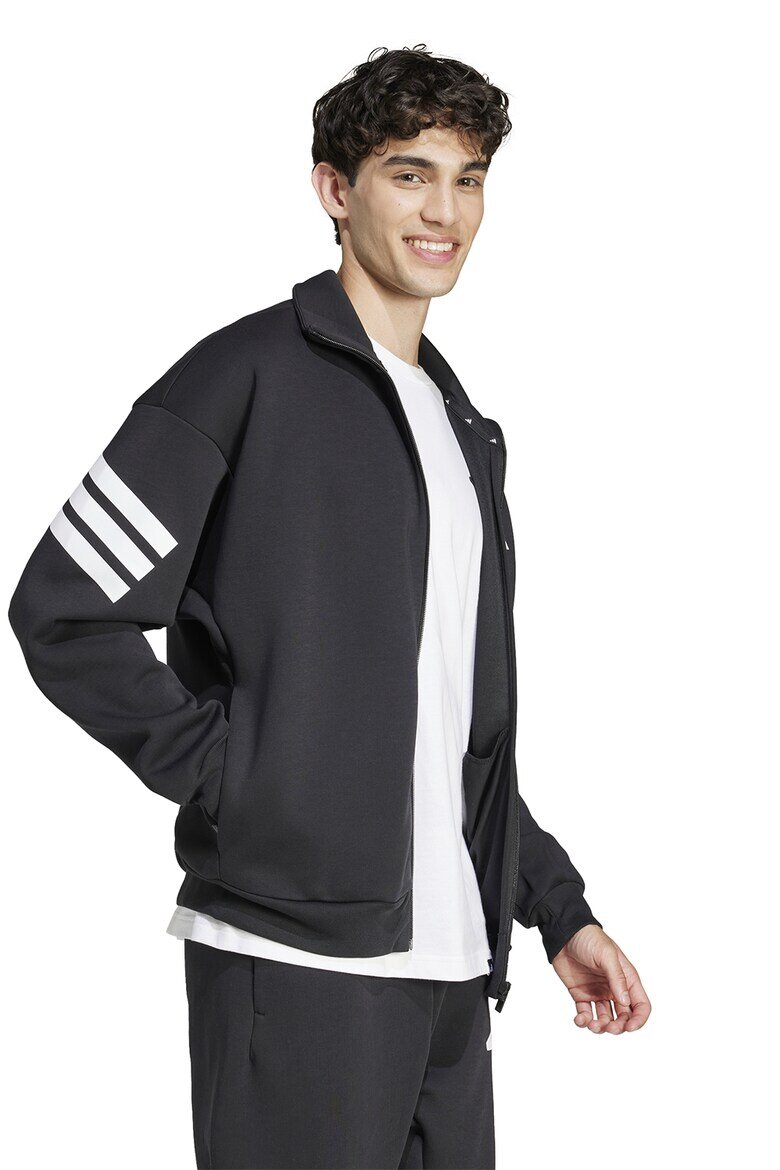 adidas Sportswear Суитшърт с джобове встрани и цип Бял/Черен