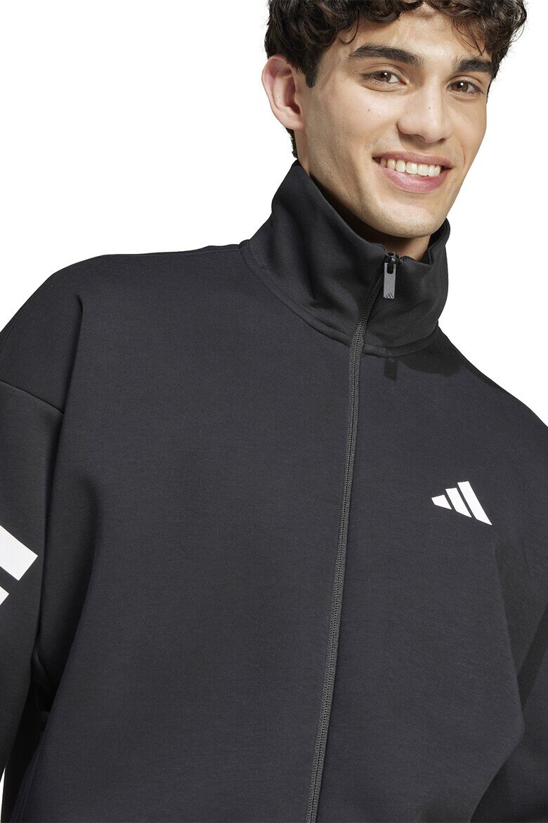 adidas Sportswear Суитшърт с джобове встрани и цип Бял/Черен