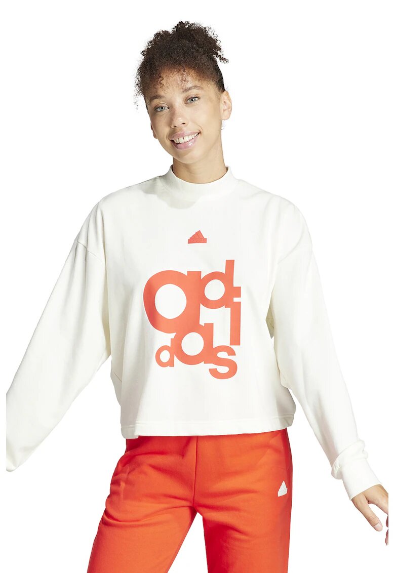 adidas Sportswear Суитшърт с лого - Бял/Персийски портокал