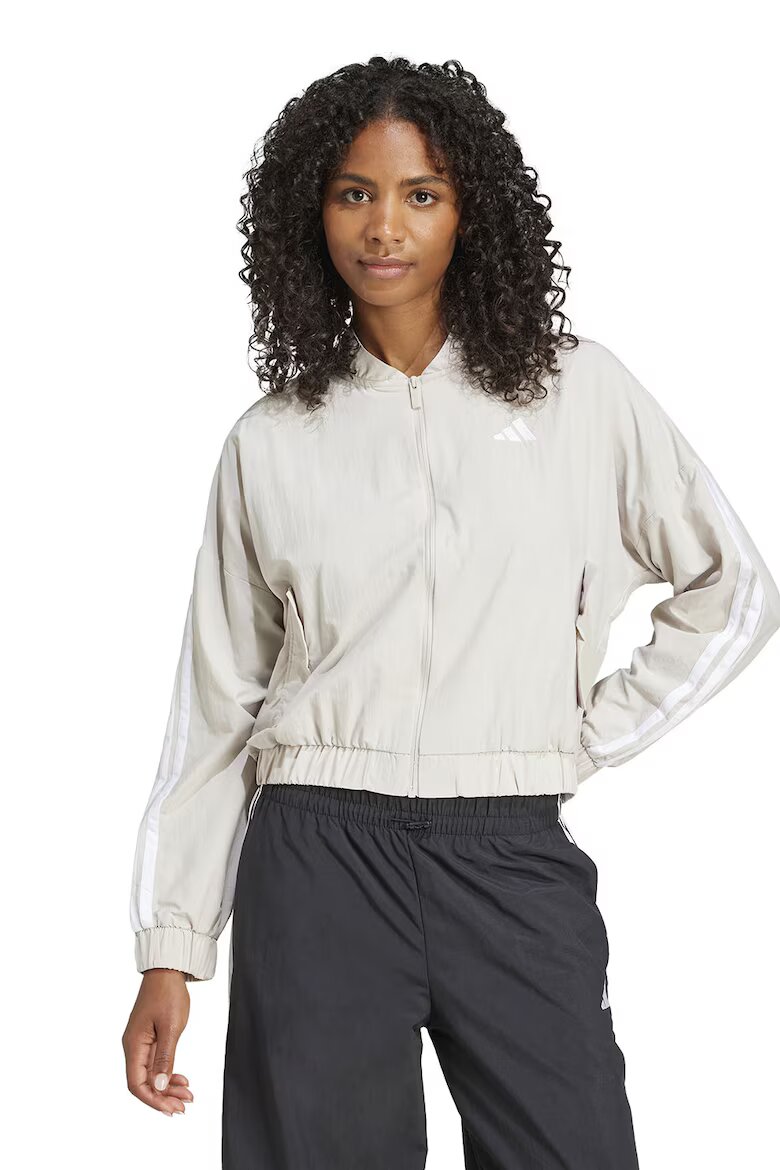adidas Sportswear Суитшърт с ниска овална яка и цип Бял/Слонова кост
