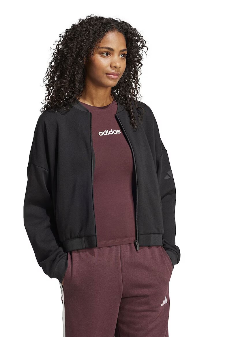 adidas Sportswear Суитшърт с ниска яка и цип Черен