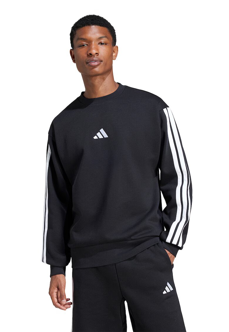 adidas Sportswear Суитшърт с памук с монограм - Бял/Черен