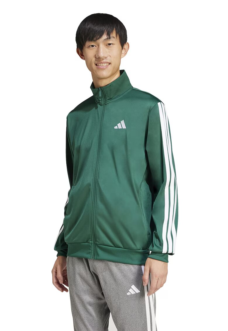 adidas Sportswear Суитшърт с цип и контрасти - Бял/Аква зелено