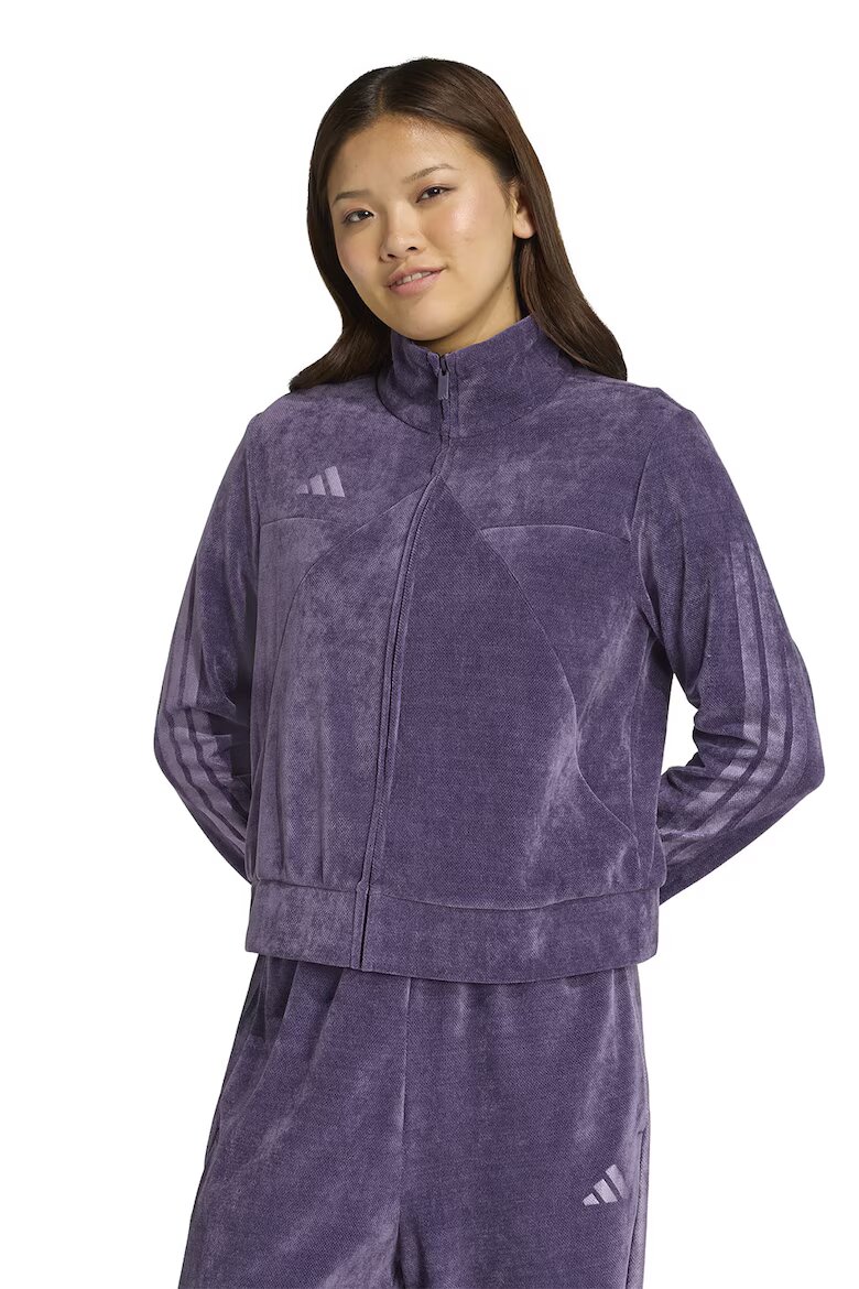 adidas Sportswear Суитшърт с цип и лого Тъмно лилаво