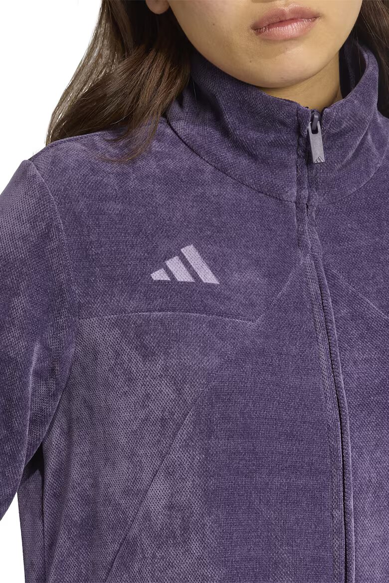 adidas Sportswear Суитшърт с цип и лого Тъмно лилаво