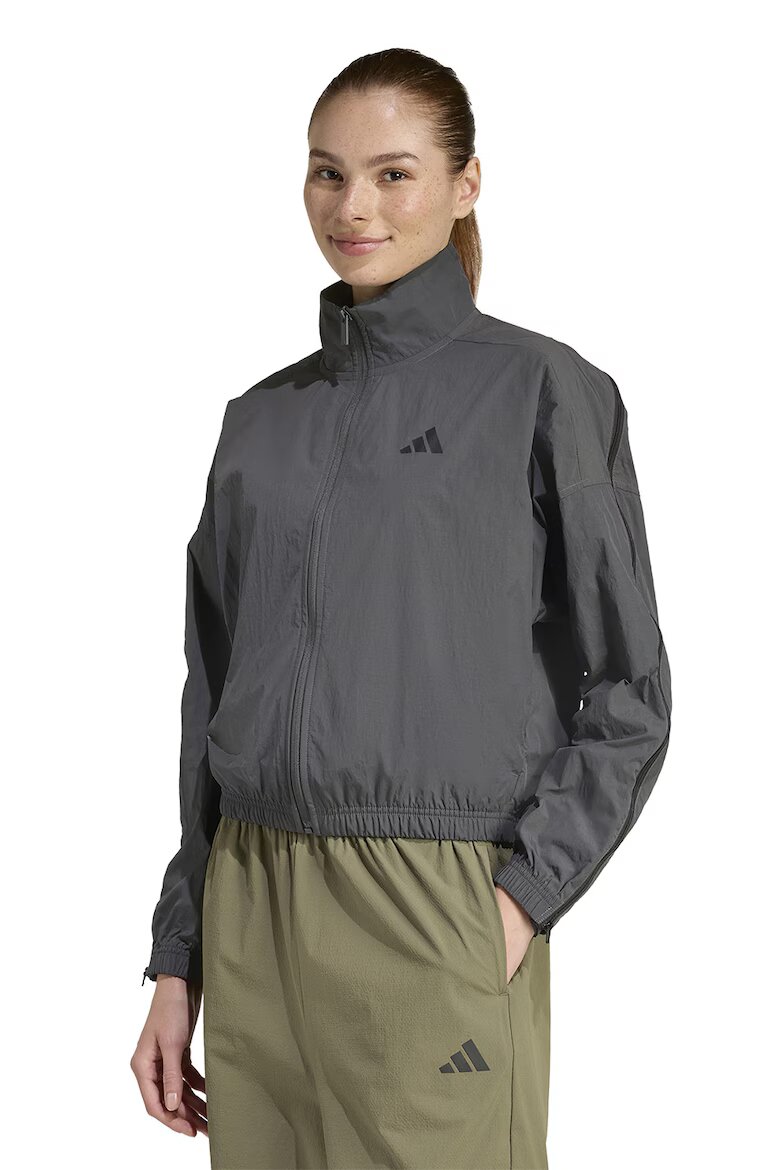 adidas Sportswear Суитшърт с цип и лого Tъмносив