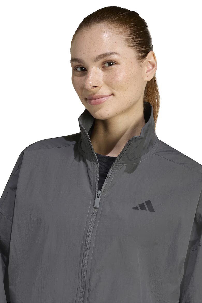 adidas Sportswear Суитшърт с цип и лого Tъмносив