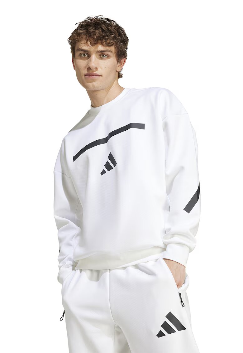 adidas Sportswear Суитшърт Z.N.E. с овално деколте и паднали ръкави - Бял/Черен