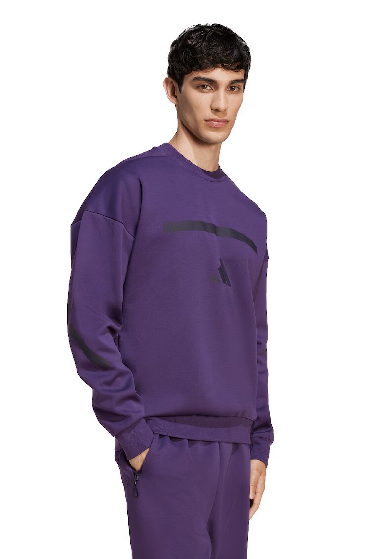 adidas Sportswear Суитшърт Z.N.E. с овално деколте и паднали ръкави - Черен/Тъмно лилаво