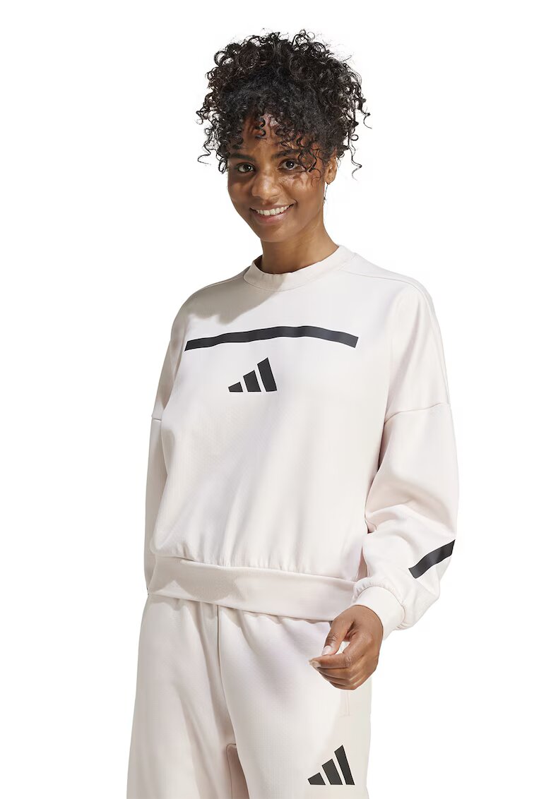 adidas Sportswear Суитшърт Z.N.E. с паднали ръкави и лого - Бял/Черен