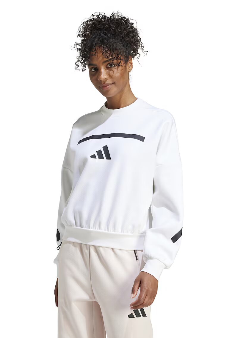 adidas Sportswear Суитшърт Z.N.E. с паднали ръкави и лого - Бял/Избеляло черно