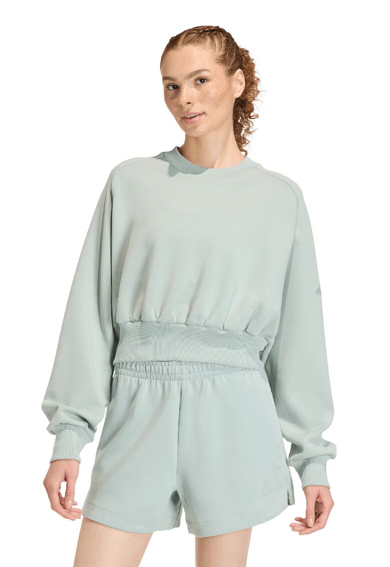 adidas Sportswear Свободен суитшърт Soft Lux с модал - Бял/Бледозелен