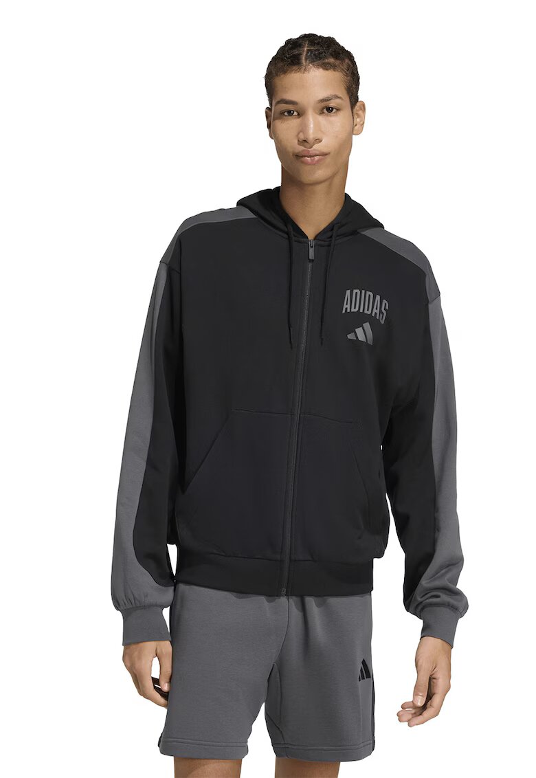 adidas Sportswear Свободно худи Collegiate с цип - Черен/Tъмносив