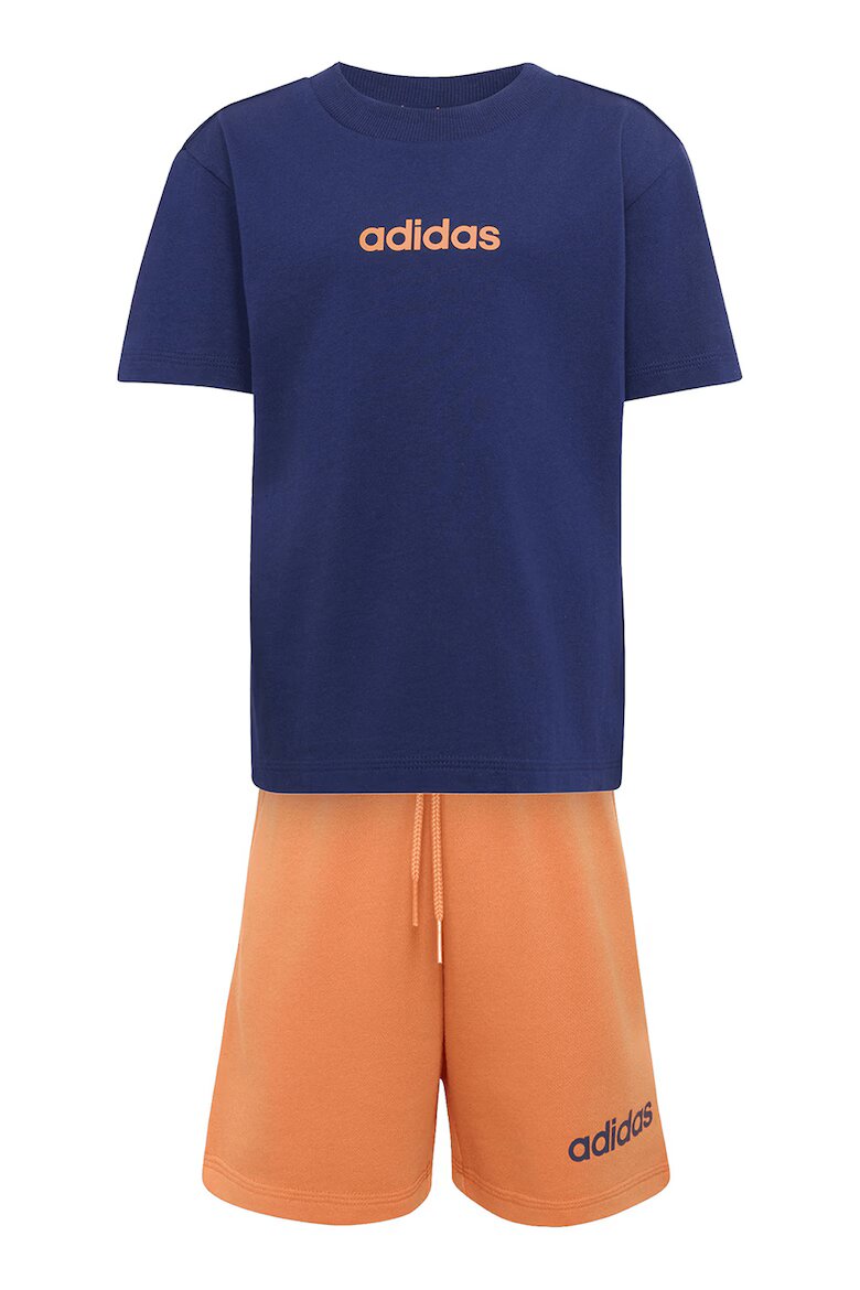 adidas Sportswear Тениска и къс панталон с лого - 2 части Оранжев/Тъмносин