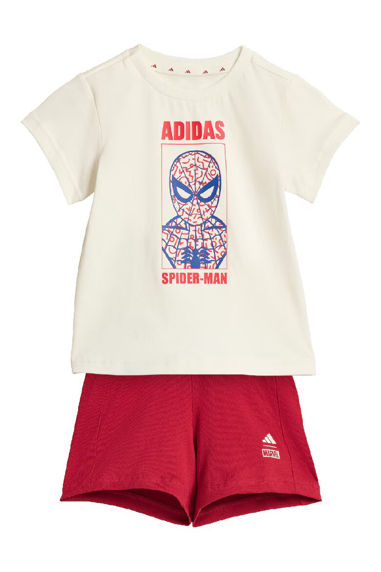 adidas Sportswear Тениска и шорти Marvel Тъмночервен/Мръснобял