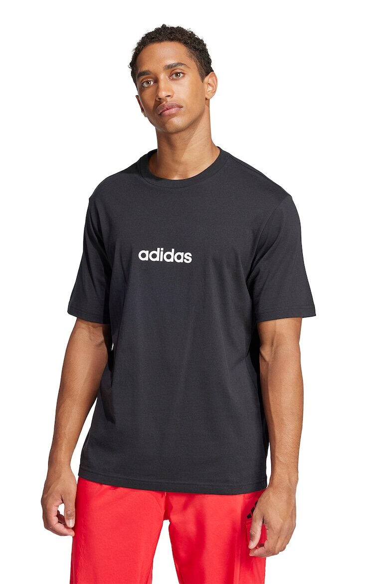 adidas Sportswear Тениска с овално деколте и лого Бял/Избеляло черно