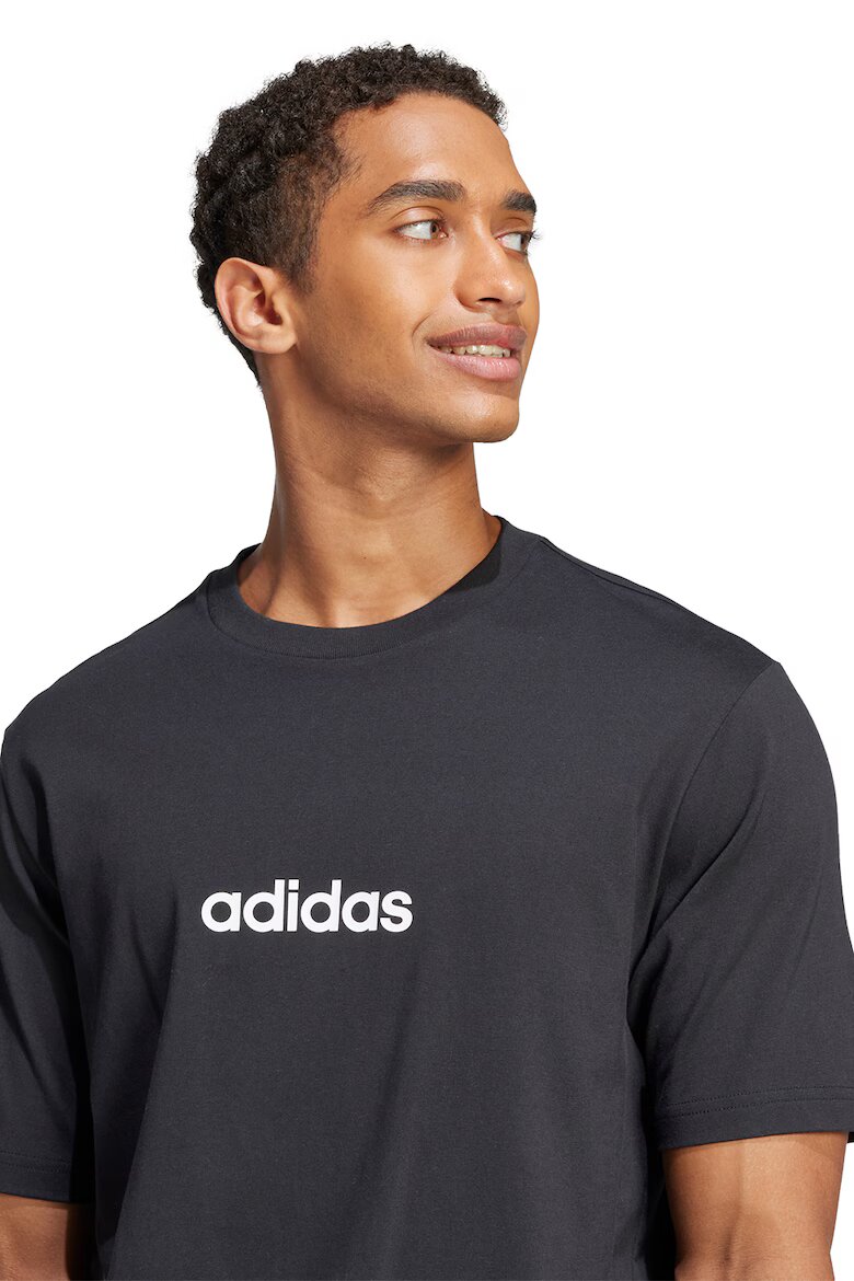 adidas Sportswear Тениска с овално деколте и лого Бял/Избеляло черно