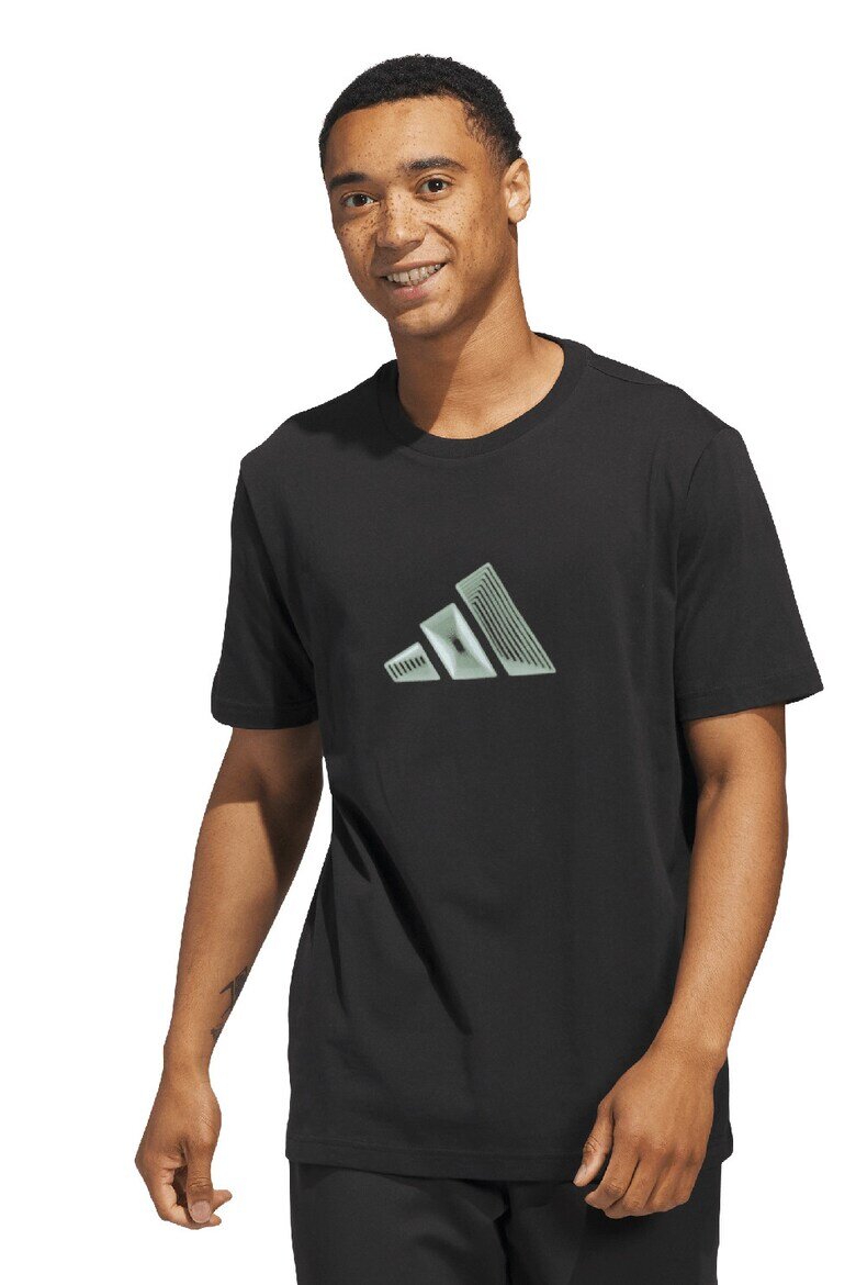 adidas Sportswear Тениска с овално деколте и лого Черен