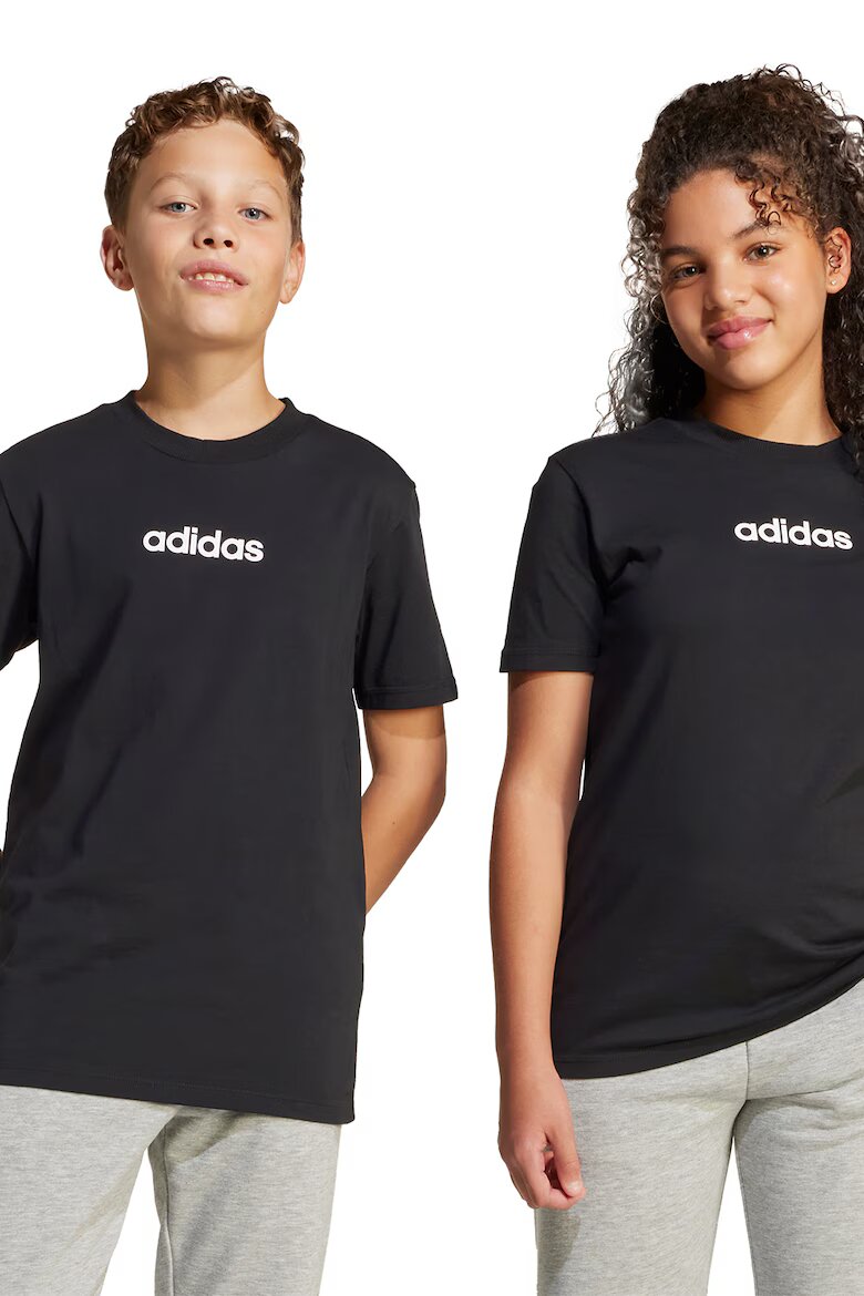 adidas Sportswear Тениска с овално деколте и лого Черен/Бял