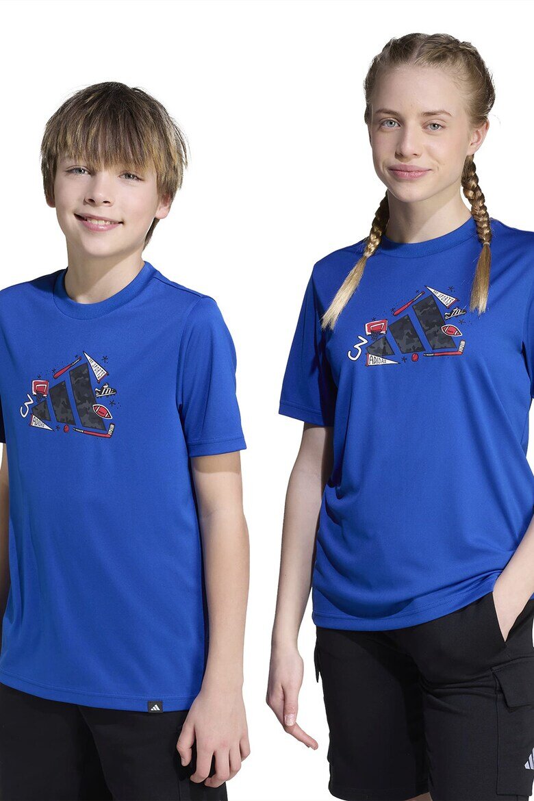 adidas Sportswear Тениска с овално деколте и лого Кралско Синьо