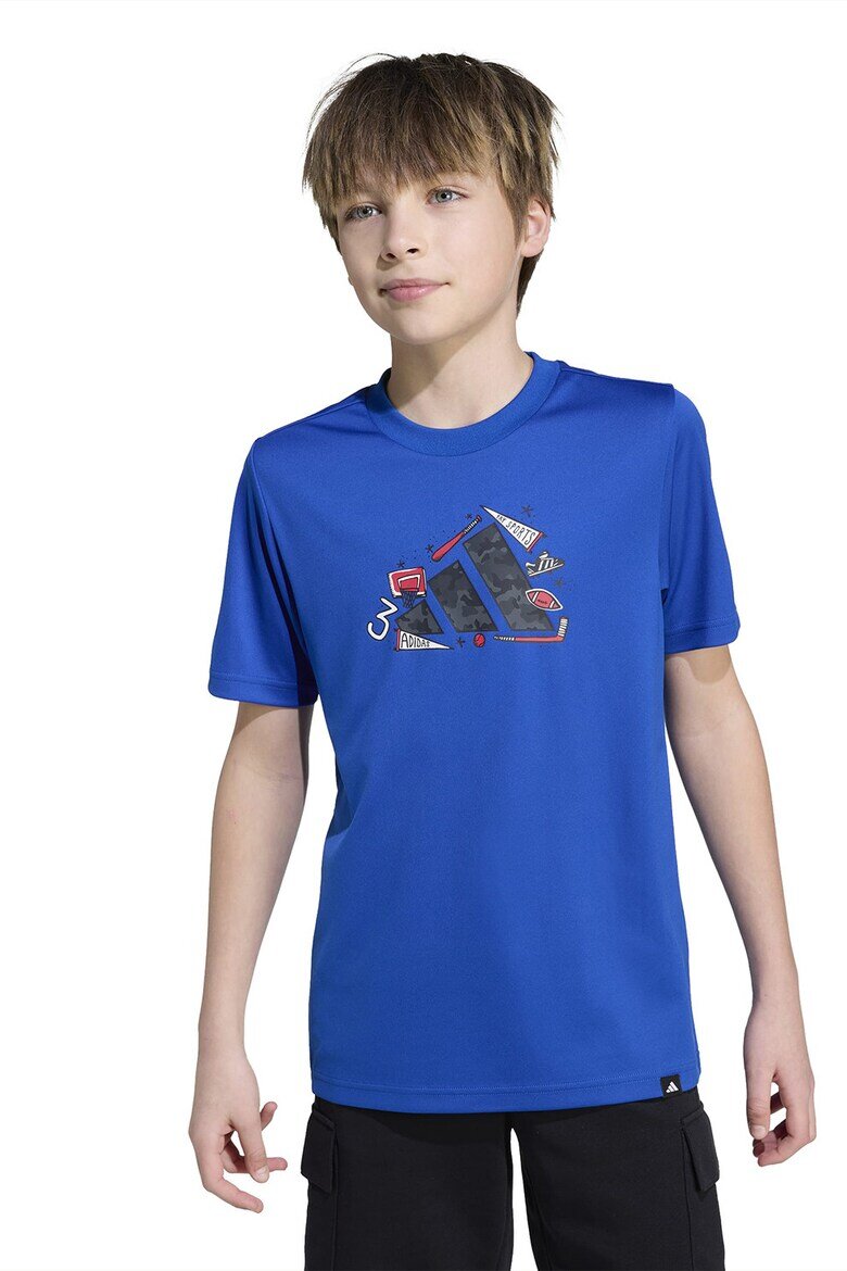 adidas Sportswear Тениска с овално деколте и лого Кралско Синьо