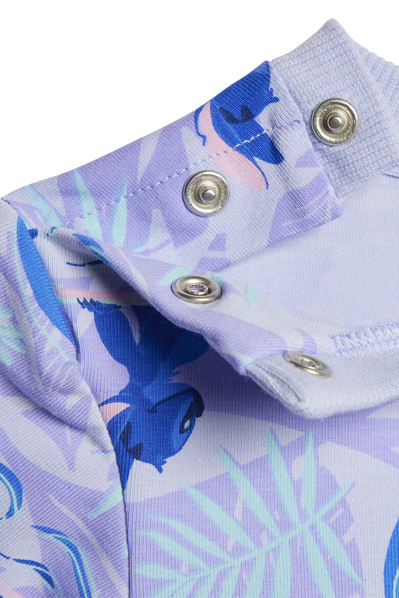 adidas Sportswear Тениска с памук и шорти с принт на Stitch Лилав/Син