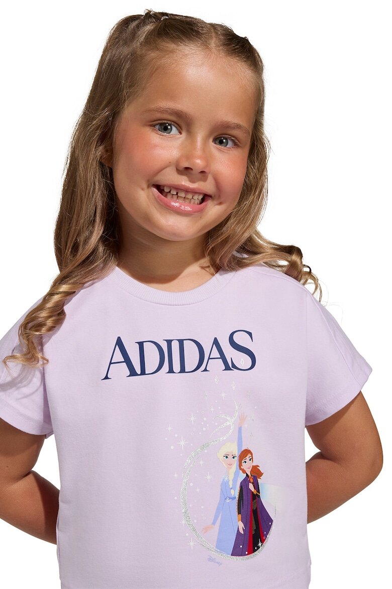 adidas Sportswear Тениска с принт и къс панталон 2 части Бял/Светлорозов/Тъмносин