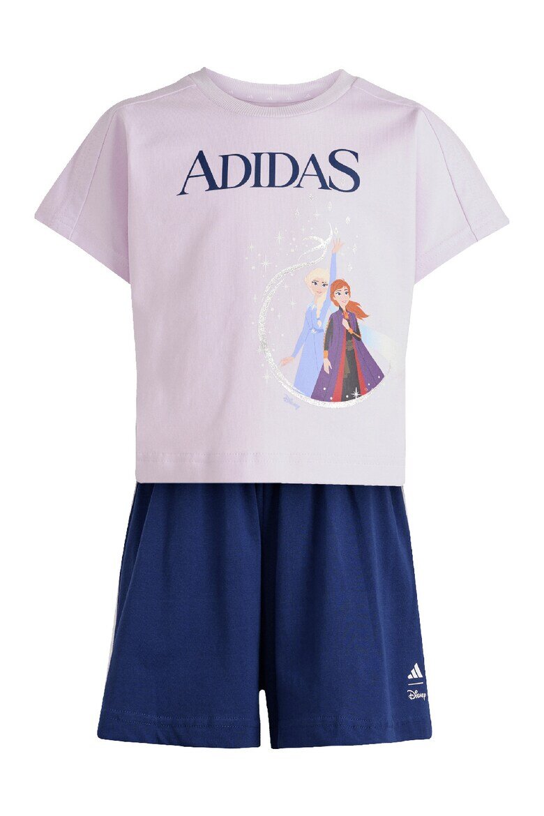 adidas Sportswear Тениска с принт и къс панталон 2 части Бял/Светлорозов/Тъмносин