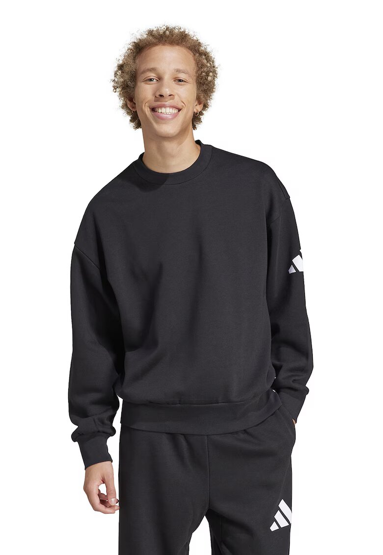 adidas Sportswear Уголемен суитшърт Essentials - Бял/Черен