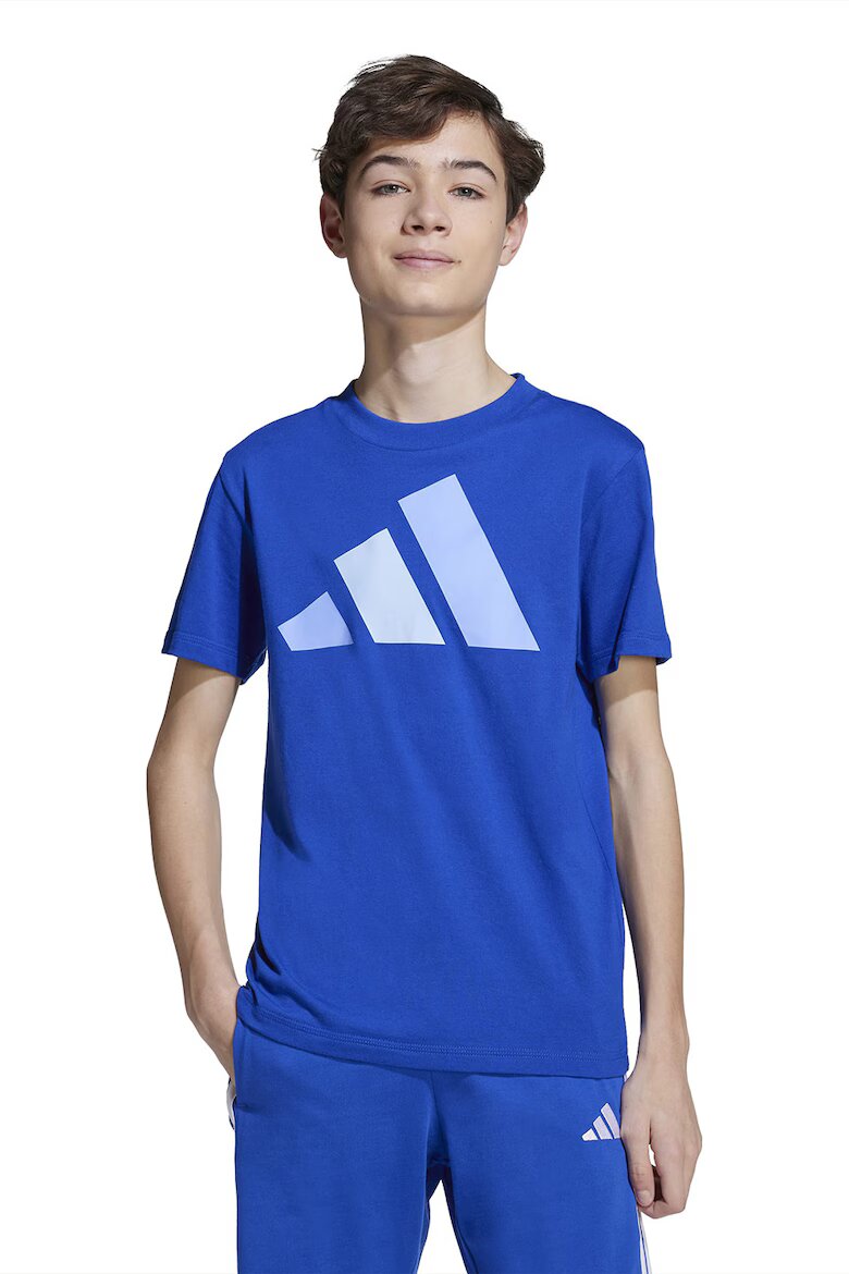 adidas Sportswear Унисекс памучна тениска с гумирано лого Кралско Синьо
