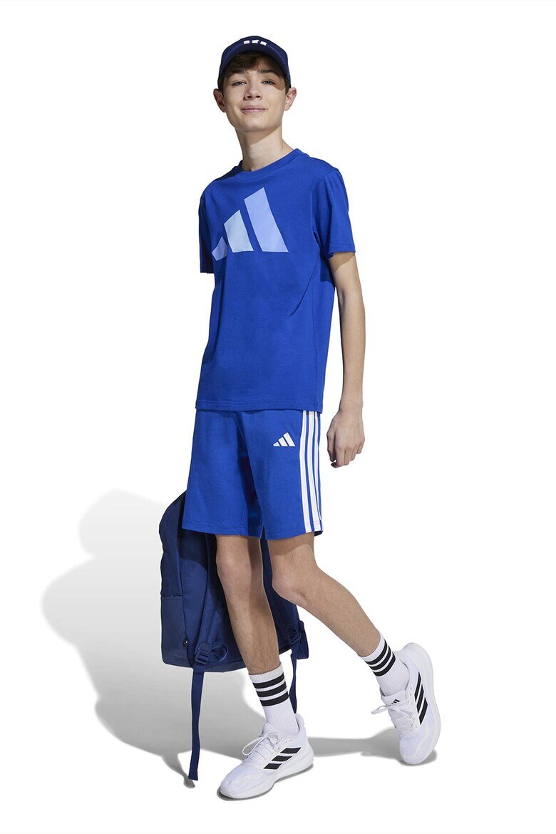 adidas Sportswear Унисекс памучна тениска с гумирано лого Кралско Синьо