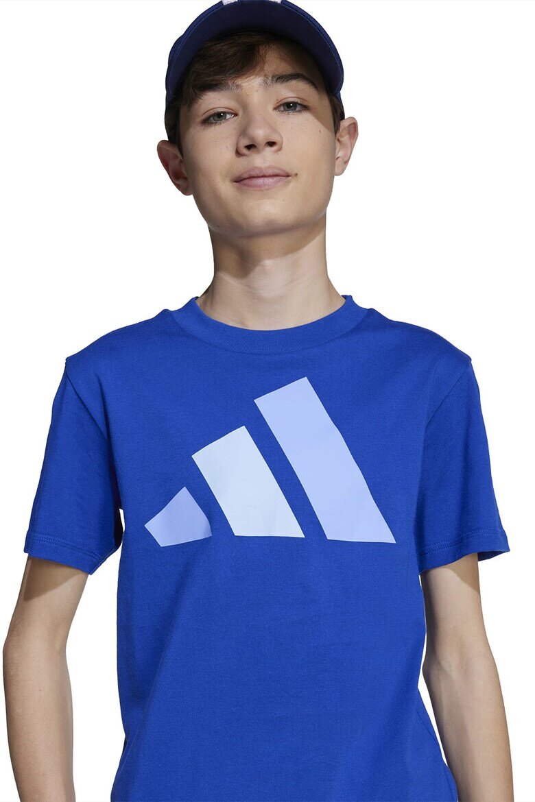 adidas Sportswear Унисекс памучна тениска с гумирано лого Кралско Синьо