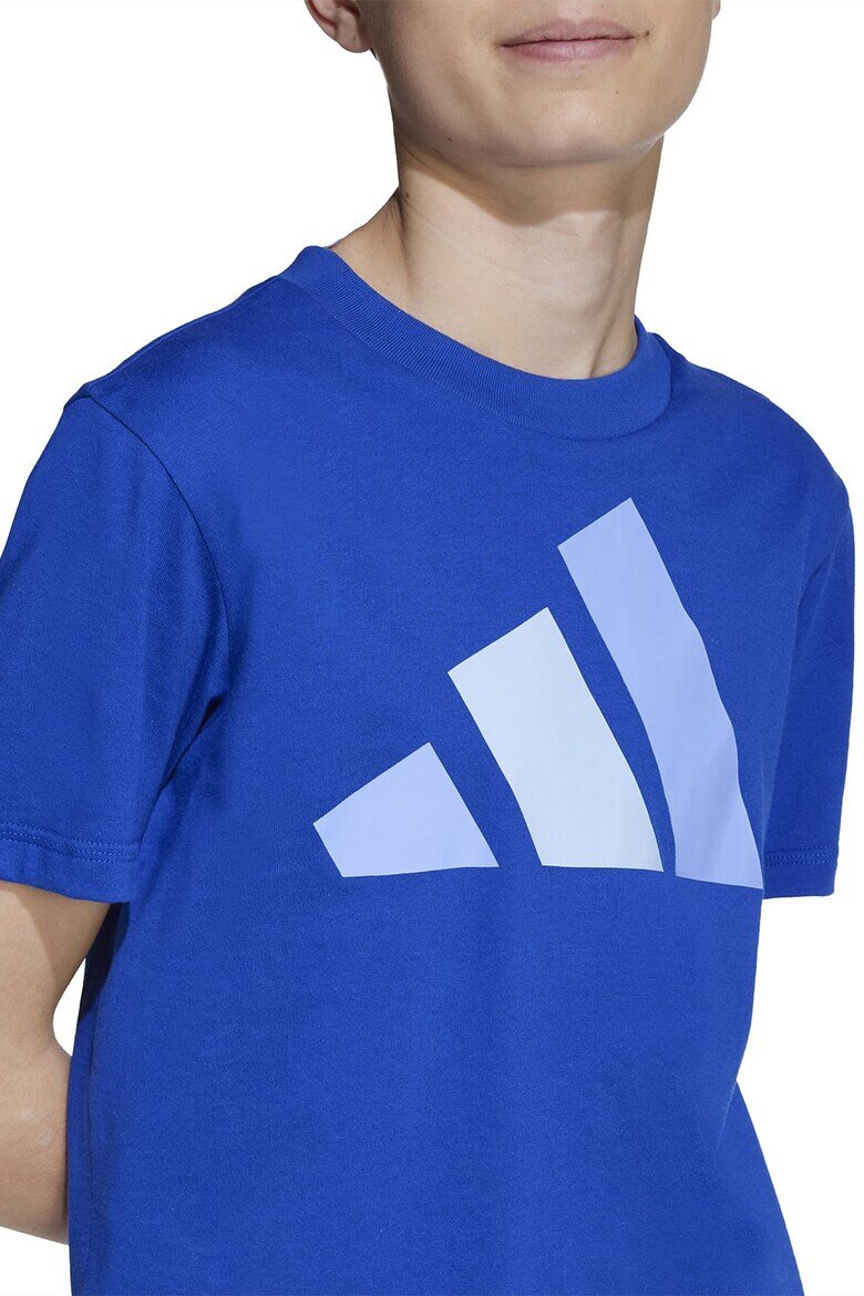 adidas Sportswear Унисекс памучна тениска с гумирано лого Кралско Синьо