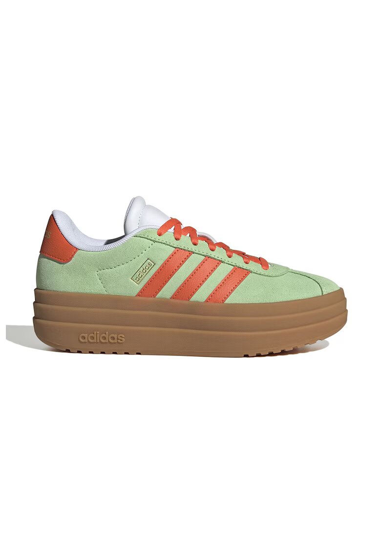 adidas Sportswear Велурени спортни обувки Court Bold с равна пларформа - Светло оранжево/Шам фъстък зелено