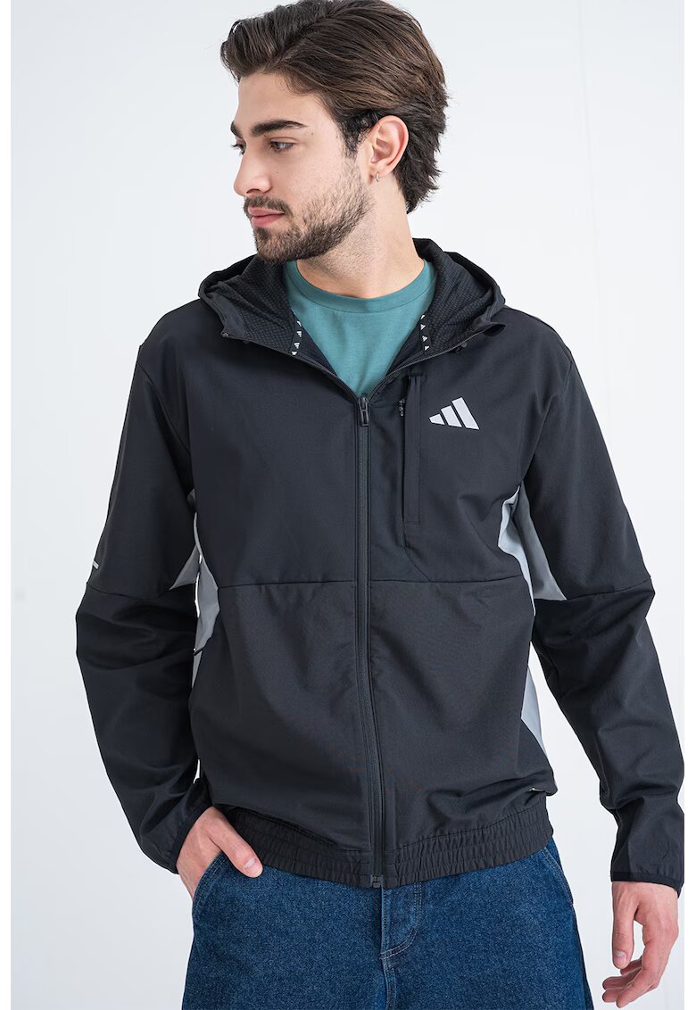 adidas Sportswear Яке с качулка и джобове с цип - Черен/Сив