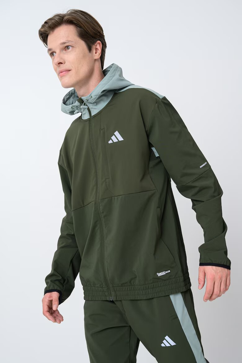adidas Sportswear Яке с качулка и джобове с цип Пепеляво сиво/Тъмно каки