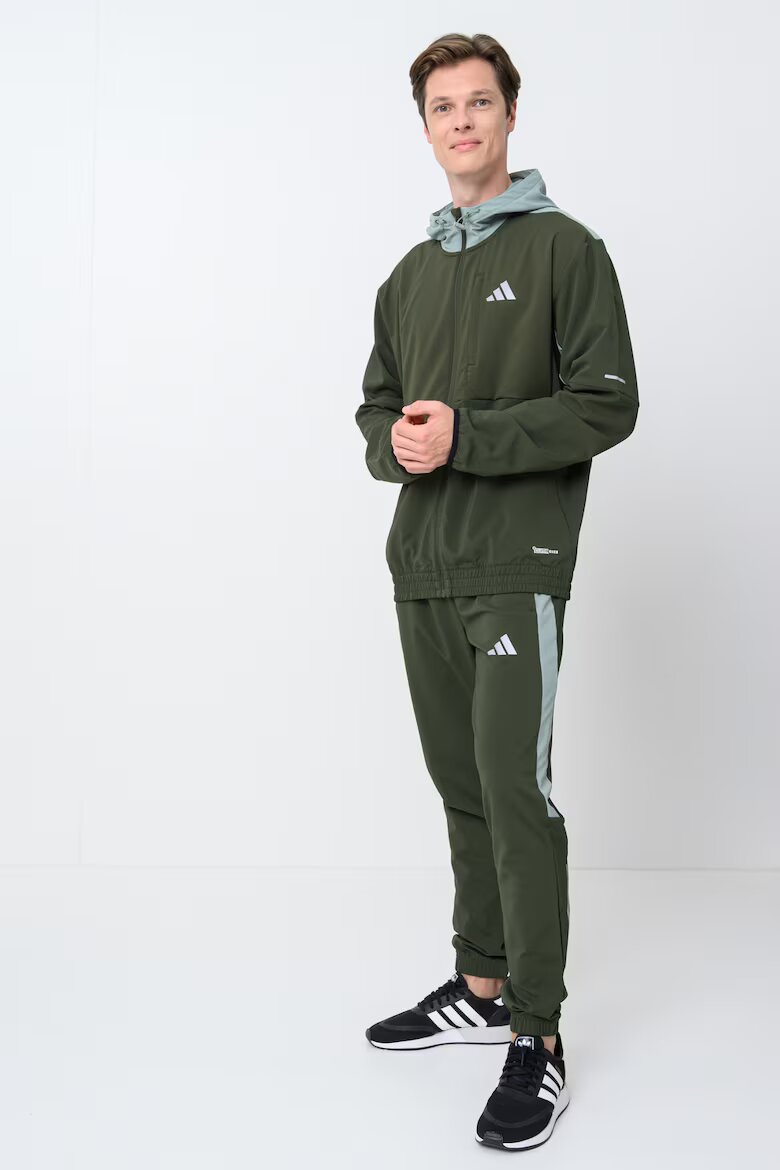 adidas Sportswear Яке с качулка и джобове с цип Пепеляво сиво/Тъмно каки
