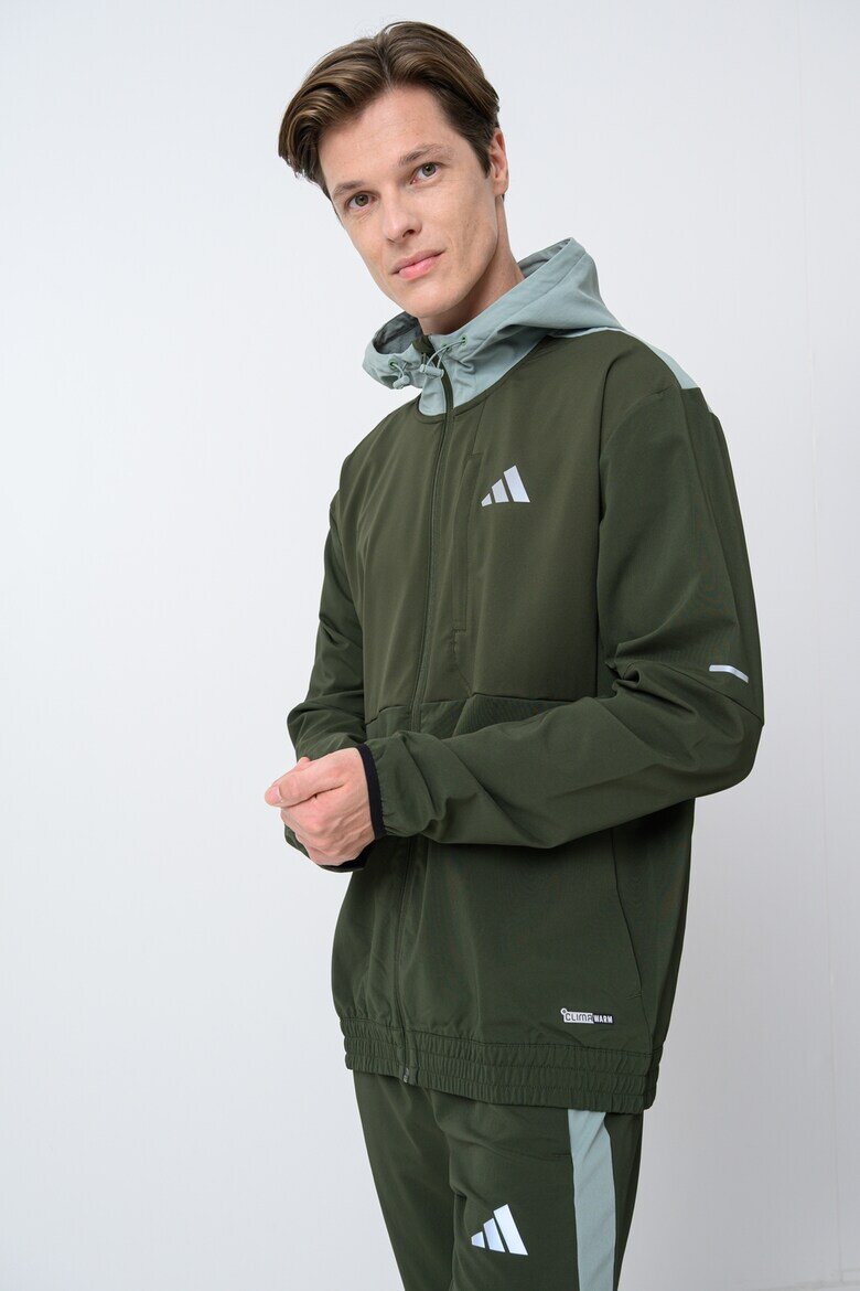 adidas Sportswear Яке с качулка и джобове с цип Пепеляво сиво/Тъмно каки
