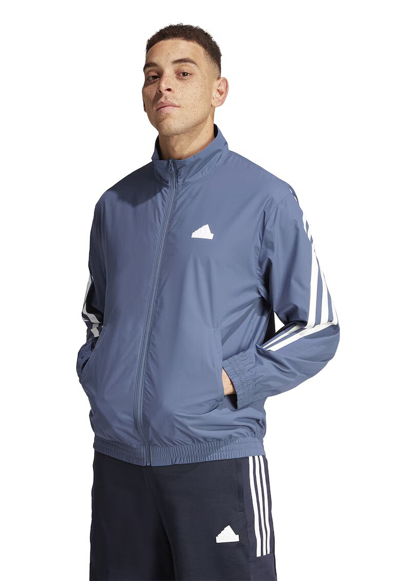 adidas Sportswear Яке с цип и лого - Бял/Прашно синьо